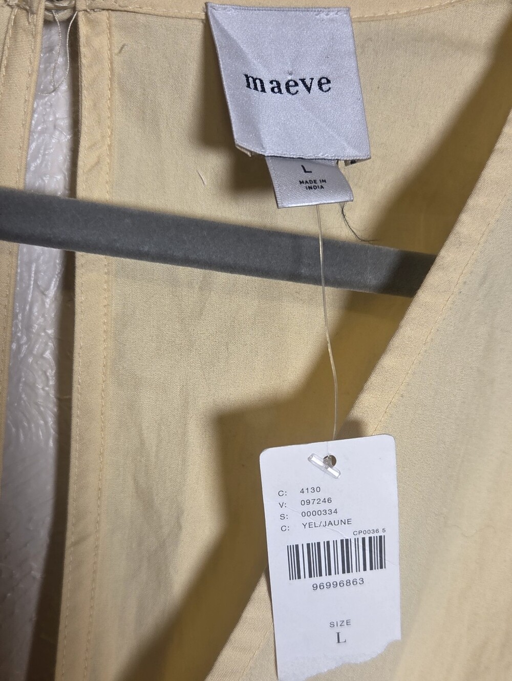 NWT Maeve Anthropologie Hailey Sleeveless V-Neck Pintuck Midi Dress Yellow Large - Picture 5 of 9